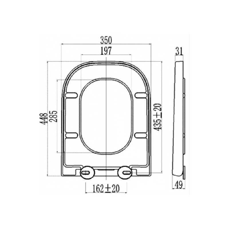 Toilet Seat Roca The Gap Square adaptable in Duroplast