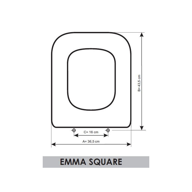 Toilet Seat Gala Emma Square adaptable in Resiwood