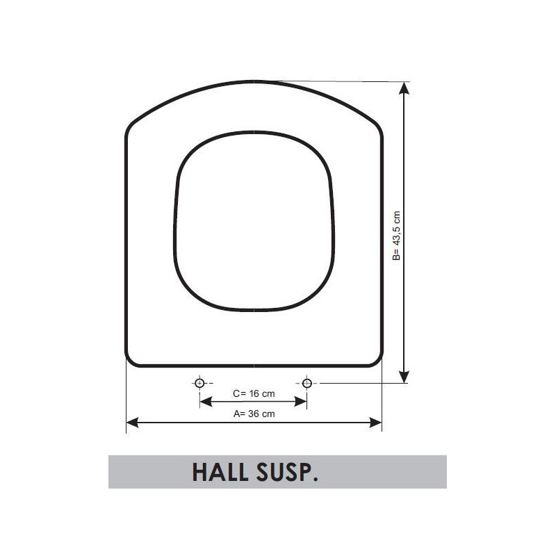 Toilet Seat Roca Hall Susp. adaptable in Resiwood