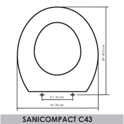 Abattant WC SFA-Sanitrit Sanicompact C43 adaptable en Resiwood