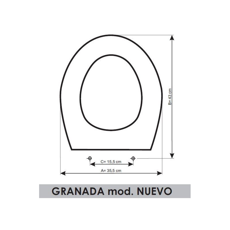 Sedile WC Sangrá Granada Nuevo adattabile in Resiwood